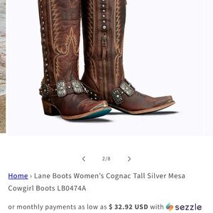 Lane Boots Women's Cognac Tall Cowgirl Boots